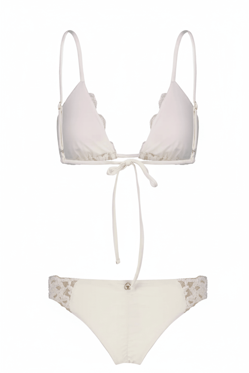 Bikini panna triangolo e slip brasiliana con passamaneria romantica - YES SHOPCostumi da bagnoMISS BIKINIV6007/FALI-XXS1176000943771