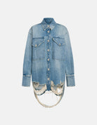 Camicia oversize in denim fondo sfrangiato - YES SHOPCamicieDONDUPDC460/DF0283D/800-IT 341164208863771
