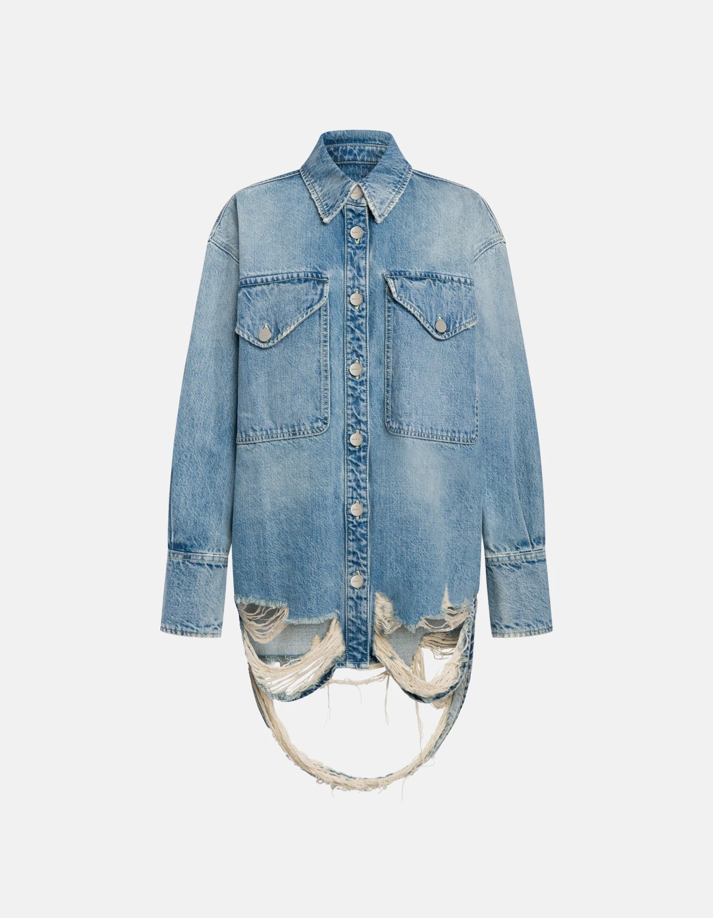 Camicia oversize in denim fondo sfrangiato - YES SHOPCamicieDONDUPDC460/DF0283D/800-IT 341164208863771