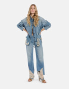 Camicia oversize in denim fondo sfrangiato - YES SHOPCamicieDONDUPDC460/DF0283D/800-IT 341164208863771