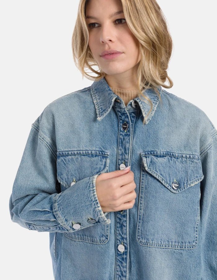 Camicia oversize in denim fondo sfrangiato - YES SHOPCamicieDONDUPDC460/DF0283D/800-IT 341164208863771