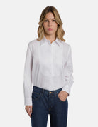 Camicia in gabardina bianca con pettorina - YES SHOPCamicieDONDUPDC462/CF0200D-IT 34
