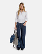 Camicia in gabardina bianca con pettorina - YES SHOPCamicieDONDUPDC462/CF0200D-IT 34
