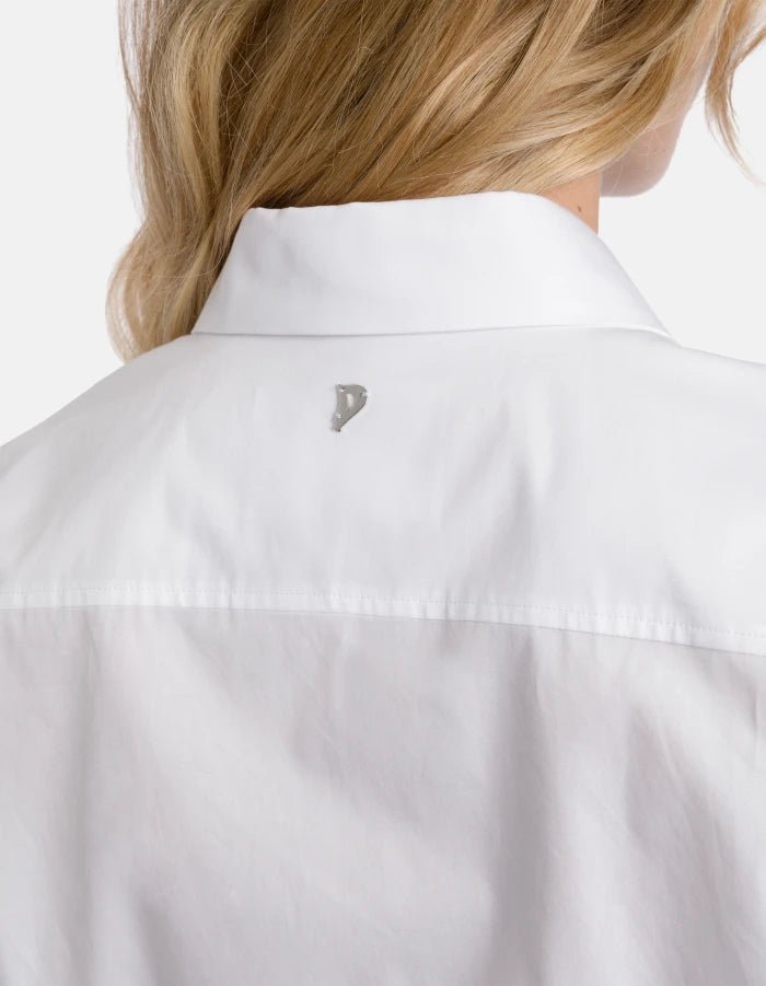 Camicia in gabardina bianca con pettorina - YES SHOPCamicieDONDUPDC462/CF0200D-IT 34