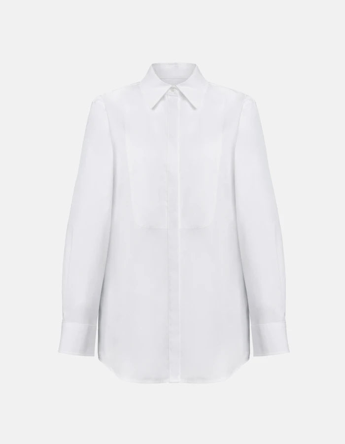Camicia in gabardina bianca con pettorina - YES SHOPCamicieDONDUPDC462/CF0200D-IT 34