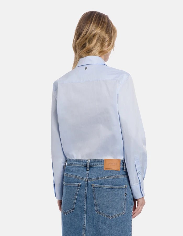 Camicia in gabardina azzurra con pettorina - YES SHOPCamicieDONDUPDC462/CF0200D-IT 34
