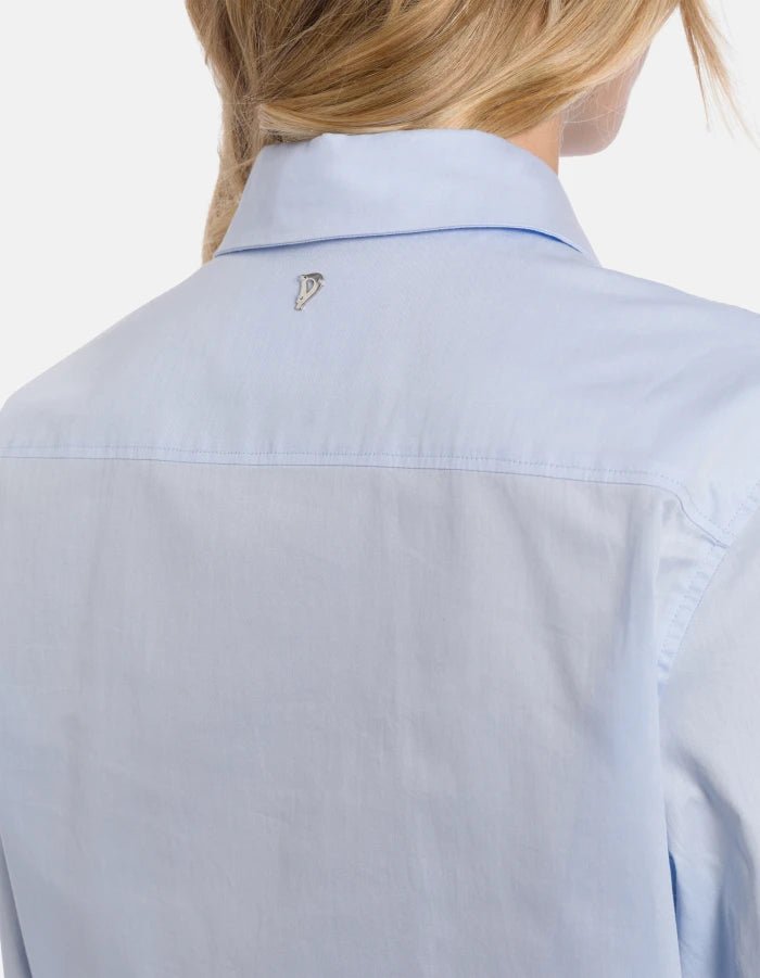 Camicia in gabardina azzurra con pettorina - YES SHOPCamicieDONDUPDC462/CF0200D-IT 34