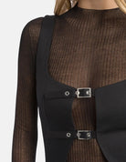 Top bustier nero con fibbie - YES SHOPTopDONDUPDC479/DD/WS0117D/999-IT 347082454503771