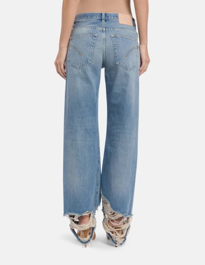 Jeans Jackline in denim chiaro con fondo sfrangiato - YES SHOPJeansDONDUPDP427/DD/DF0283D/MB5-W24