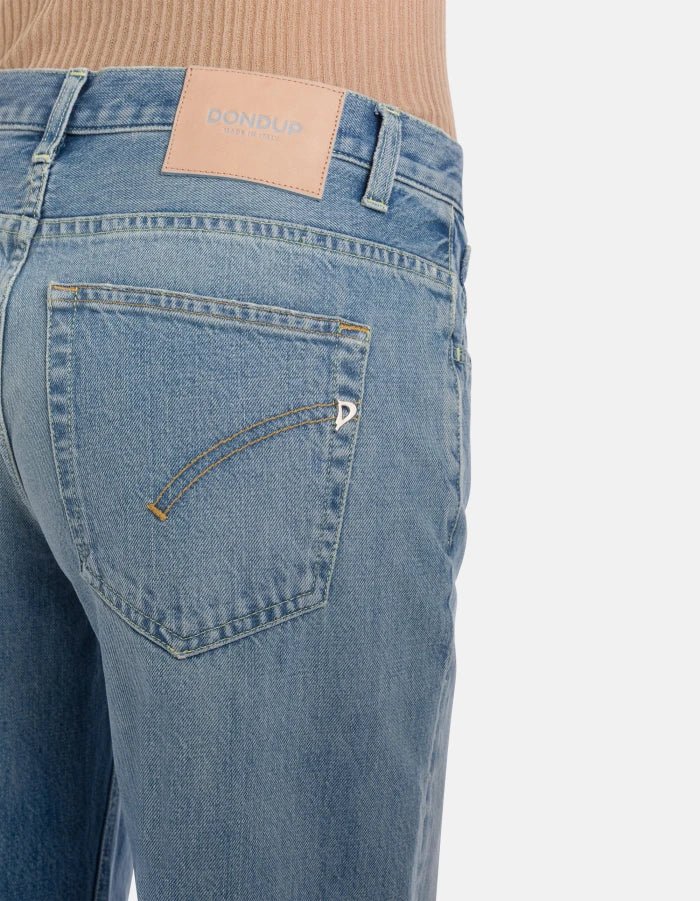 Jeans Jackline in denim chiaro con fondo sfrangiato - YES SHOPJeansDONDUPDP427/DD/DF0283D/MB5-W24