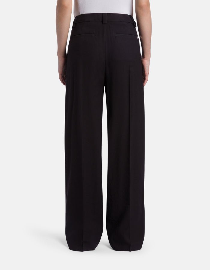 Pantalone Abby wide leg nero in gabardina di viscosa - YES SHOPPantaloniDONDUPDP883/IF0049D-IT 341730472950871