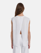 T-shirt girocollo bianca con spacco sul retro - YES SHOPT-shirtDONDUPDS080/DD/JF0350D/000-XXS1482454503771