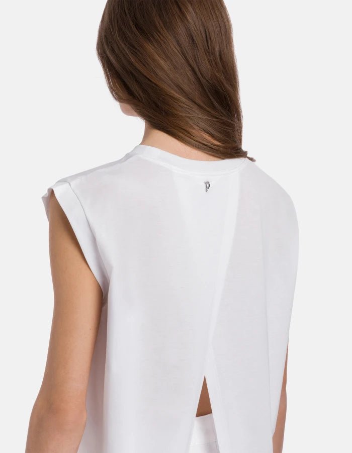 T-shirt girocollo bianca con spacco sul retro - YES SHOPT-shirtDONDUPDS080/DD/JF0350D/000-XXS1482454503771