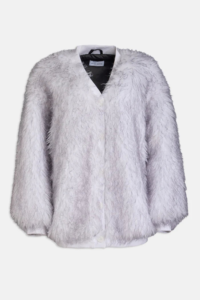 Maxi cardigan in eco mongolia bianco