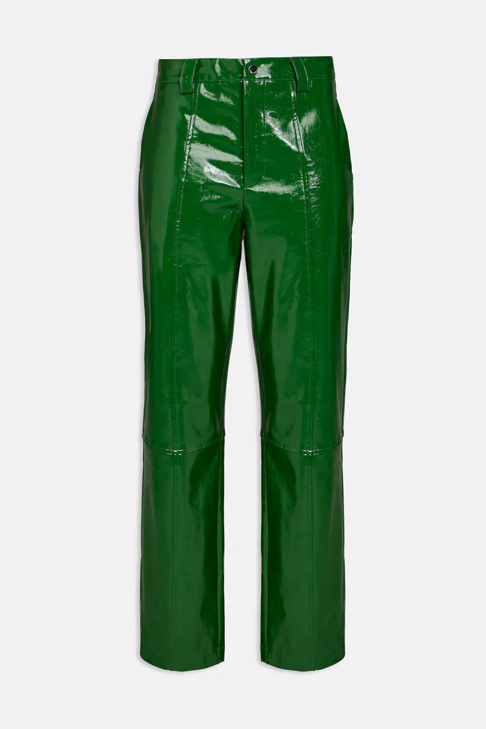Pantalone Impunturato in Vinile Verde