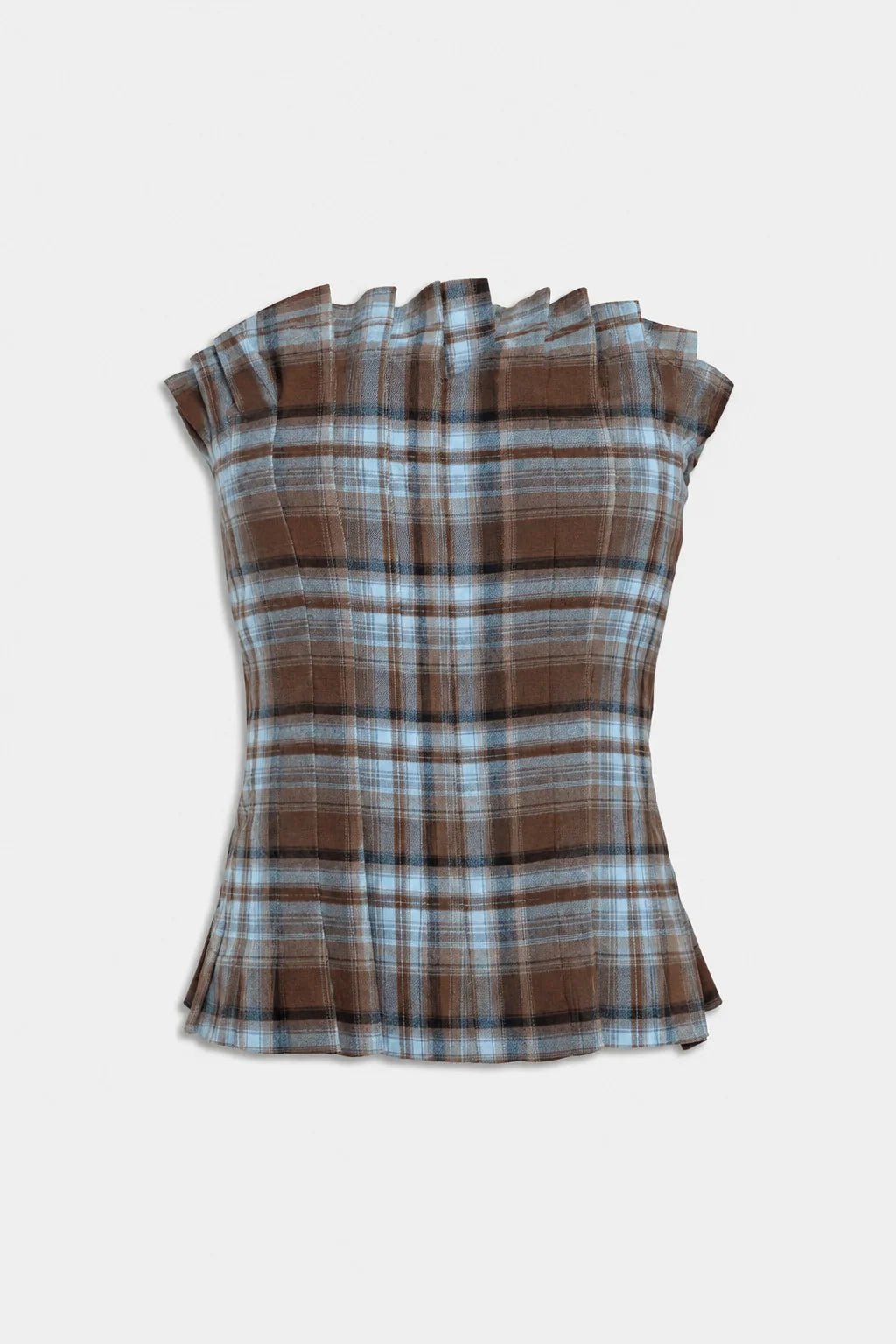 Top bustier in tartan azzurro e verde - YES SHOPT-shirtWEILI ZHENGF26CT02-63444106091971