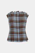Top bustier in tartan azzurro e verde - YES SHOPT-shirtWEILI ZHENGF26CT02-63444106091971