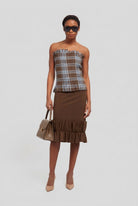 Top bustier in tartan azzurro e verde - YES SHOPT-shirtWEILI ZHENGF26CT02-63444106091971