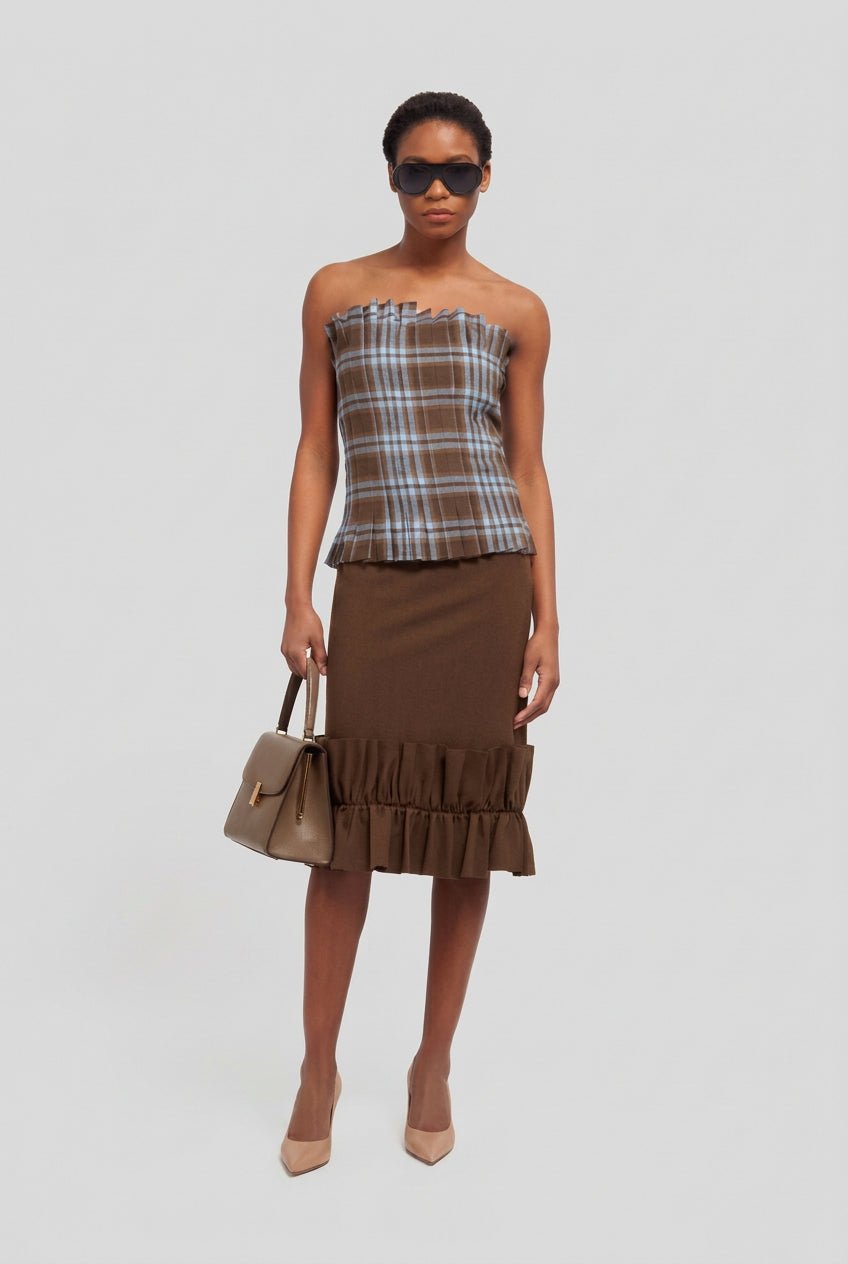 Top bustier in tartan azzurro e verde - YES SHOPT-shirtWEILI ZHENGF26CT02-63444106091971