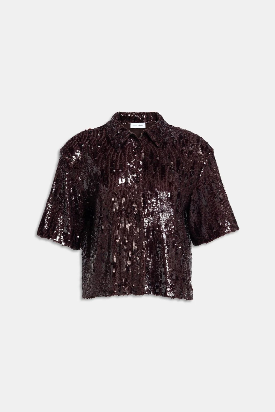 Camicia boxy in paillettes marrone - YES SHOPCamicieWEILI ZHENGF26CT08-6