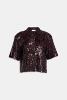 Camicia boxy in paillettes marrone - YES SHOPCamicieWEILI ZHENGF26CT08-6