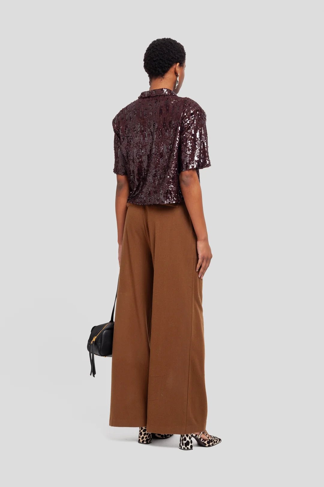 Camicia boxy in paillettes marrone - YES SHOPCamicieWEILI ZHENGF26CT08-6