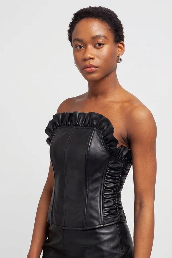 Top corsetto nero con rouches - YES SHOPTopWEILI ZHENGF26CT15-6