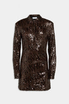 Mini abito camicia in paillettes marrone - YES SHOPAbitiWEILI ZHENGF26DC03-6