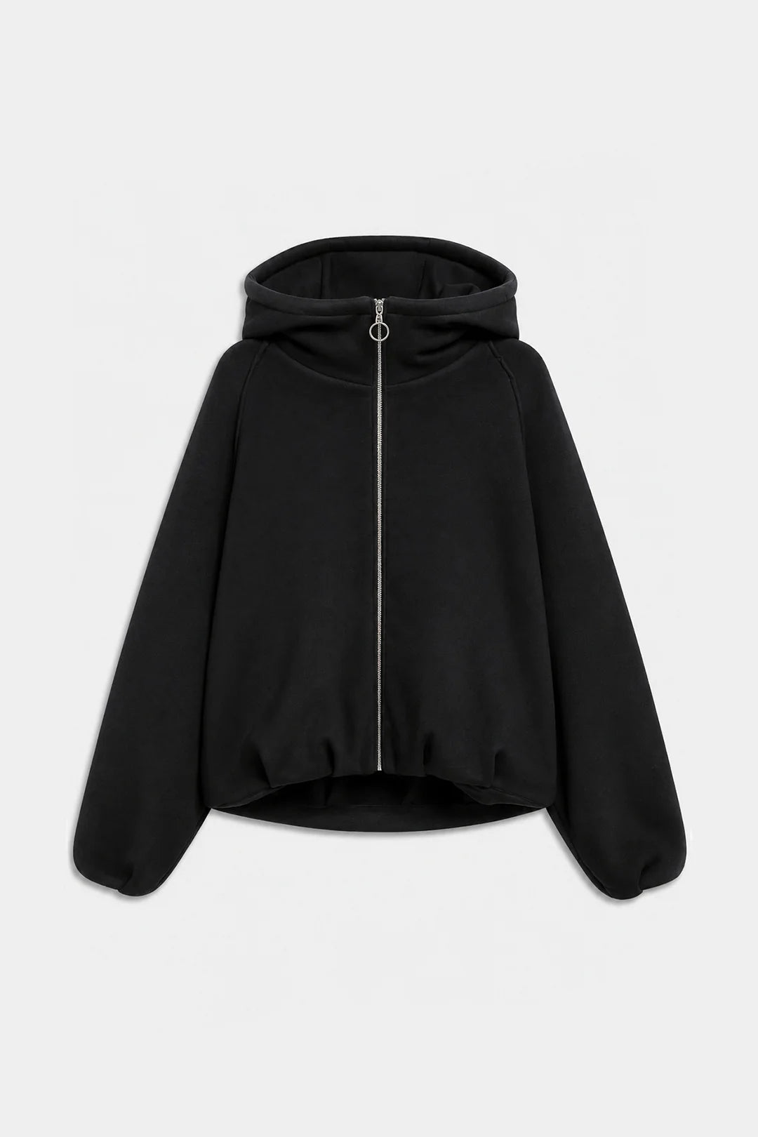 Felpa nera oversize con cappuccio e dettagli in ecopelle - YES SHOPFelpeWEILI ZHENGF26FC06-6