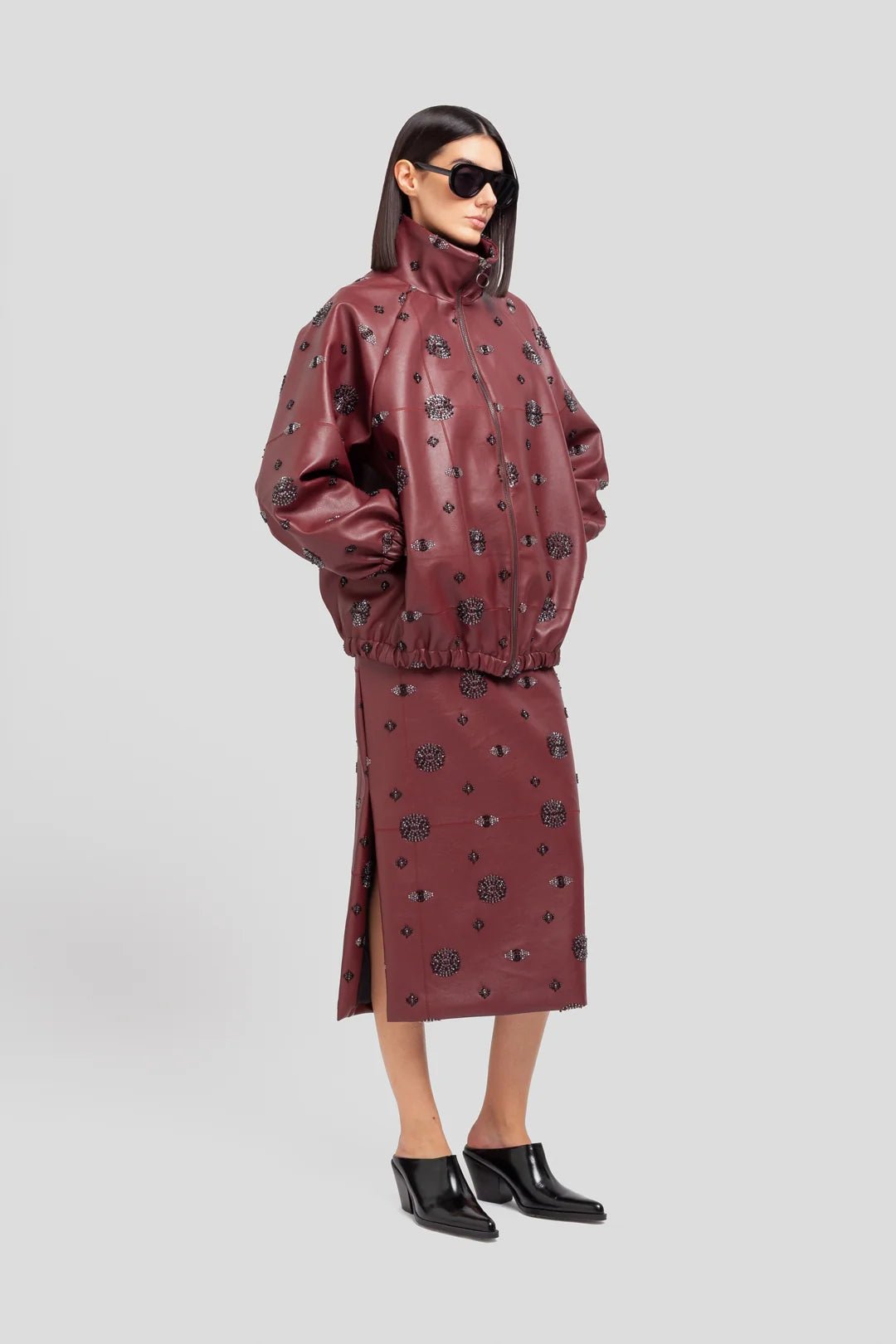 Bomber vino in ecopelle con applicazioni - YES SHOPGiubbottiWEILI ZHENGF26JK18-6