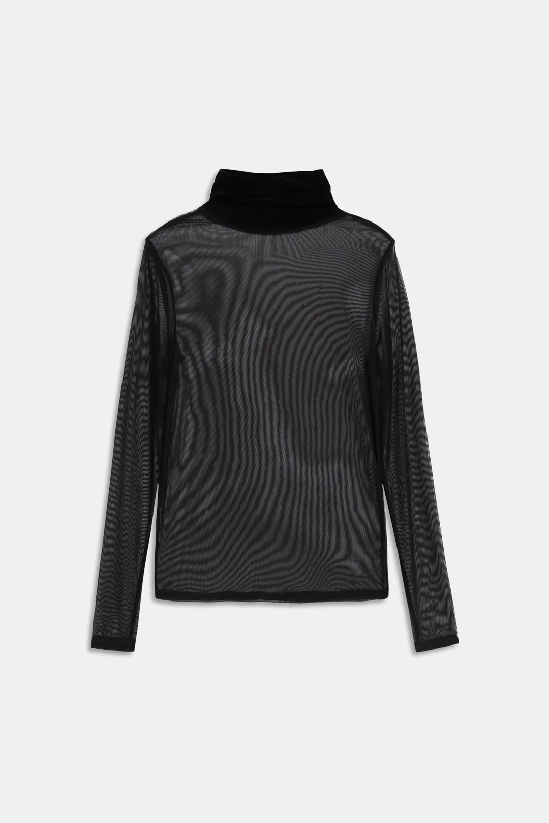 Dolcevita in mesh nero con collo in velluto - YES SHOPMaglieWEILI ZHENGF26LT04-6