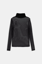 Dolcevita in mesh nero con collo in velluto - YES SHOPMaglieWEILI ZHENGF26LT04-6