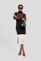 Dolcevita in mesh nero con collo in velluto - YES SHOPMaglieWEILI ZHENGF26LT04-6