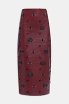 Gonna longuette in ecopelle vino con applicazioni - YES SHOPGonneWEILI ZHENGF26PG08-6