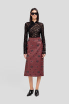 Gonna longuette in ecopelle vino con applicazioni - YES SHOPGonneWEILI ZHENGF26PG08-6