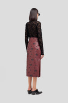 Gonna longuette in ecopelle vino con applicazioni - YES SHOPGonneWEILI ZHENGF26PG08-6