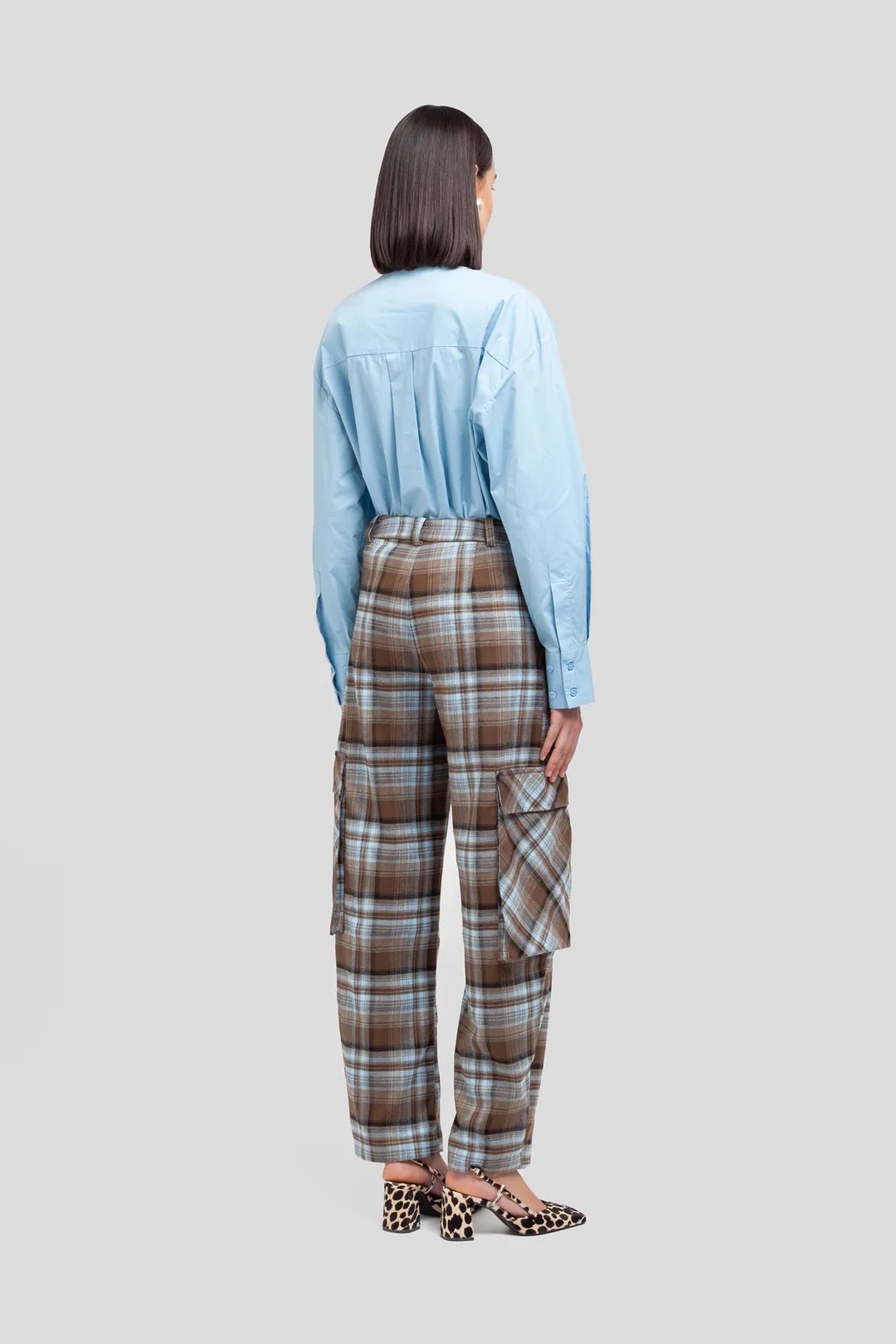 Pantalone cargo in tartan verde e azzurro - YES SHOPPantaloniWEILI ZHENGF26PL12-6