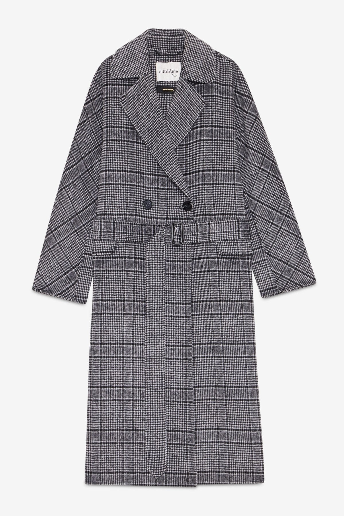 Cappotto monopetto lungo in principe di galles grigio - YES SHOPCappottiOTTOD'AMEDJ0084-IT 343852799140971