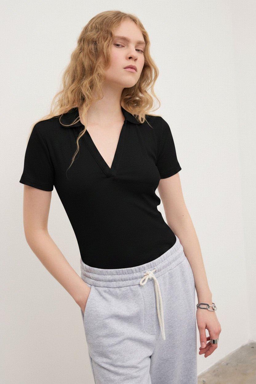 Polo a costine nera - YES SHOPPoloOTTOD'AMEDM8155-XXS3089611323771