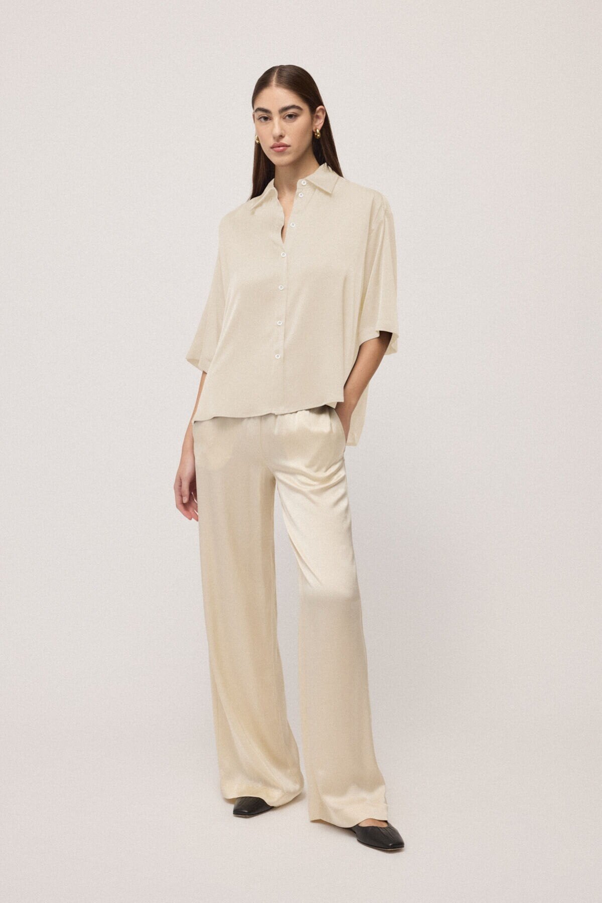 Camicia latte in raso di viscosa - YES SHOPCamicieOTTOD'AMEDC5234-IT 34