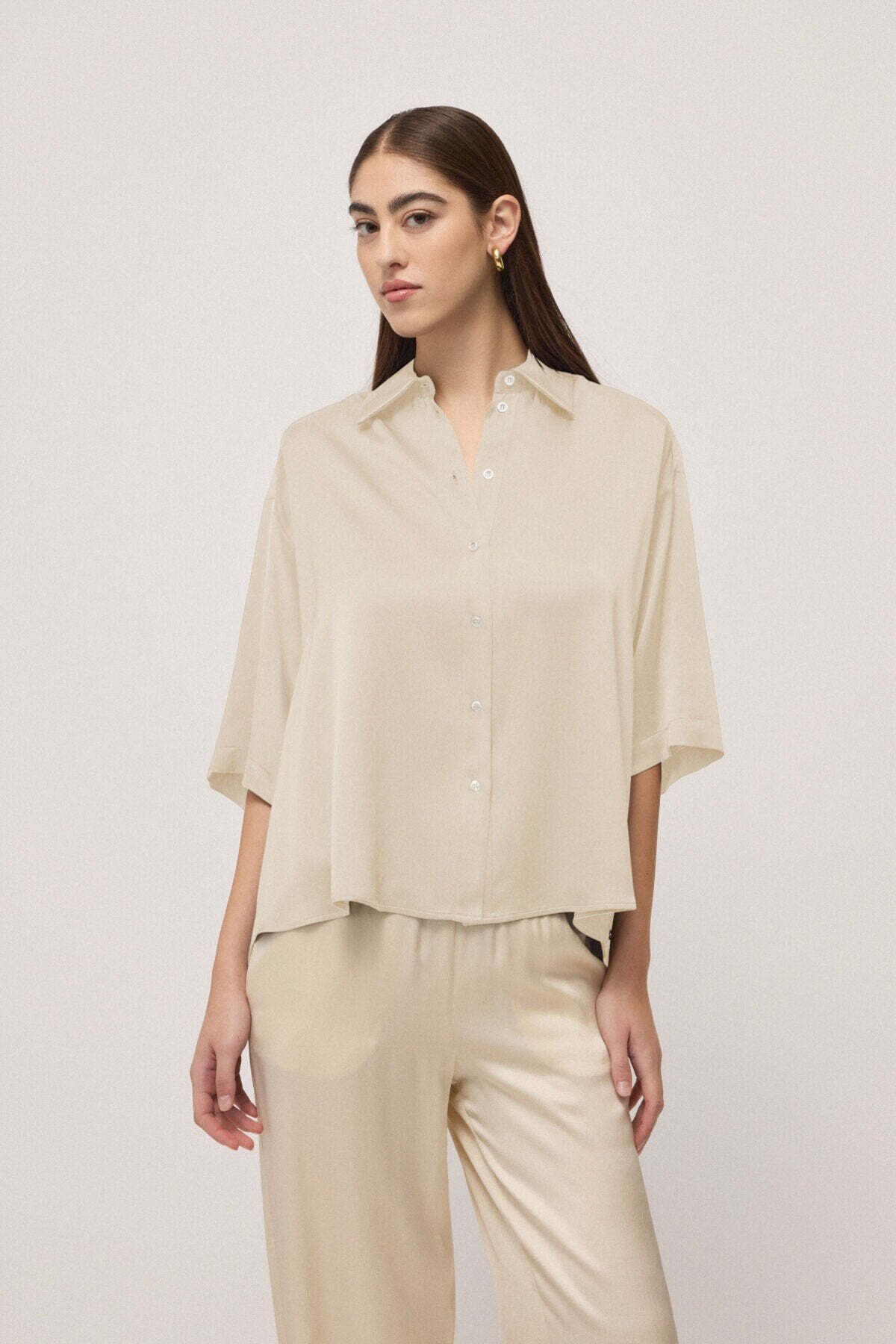 Camicia latte in raso di viscosa - YES SHOPCamicieOTTOD'AMEDC5234-IT 34