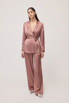 Giacca doppiopetto con cintura in raso di viscosa rosa antico - YES SHOPGiaccheOTTOD'AMEDG6206-IT 347808072950871