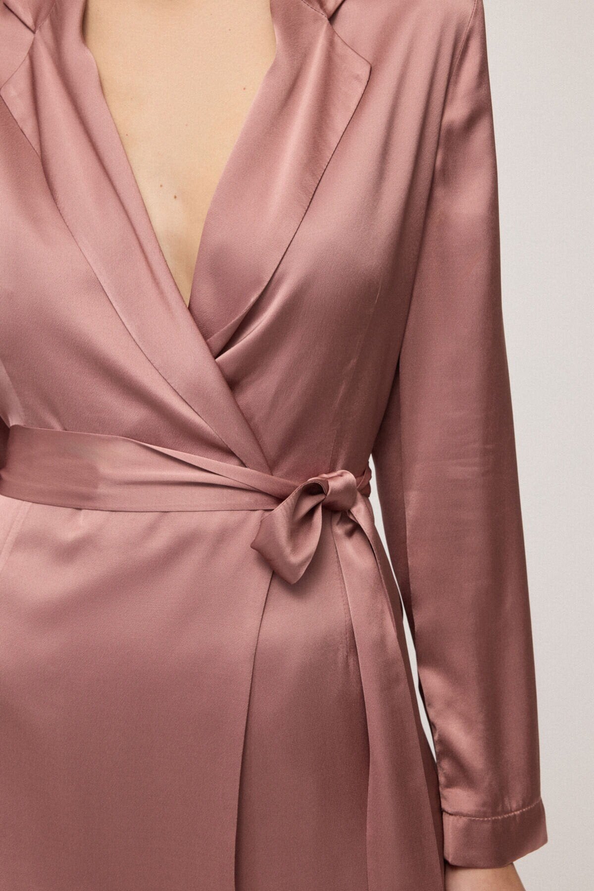Giacca doppiopetto con cintura in raso di viscosa rosa antico - YES SHOPGiaccheOTTOD'AMEDG6206-IT 347808072950871