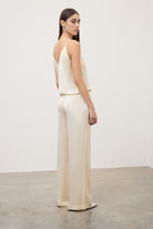 Pantaloni a palazzo latte satin in raso di viscosa - YES SHOPPantaloniOTTOD'AMEDP9661-IT 34