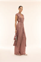 Pantaloni a palazzo rosa antico satin in raso di viscosa - YES SHOPPantaloniOTTOD'AMEDP9661-IT 343618072950871