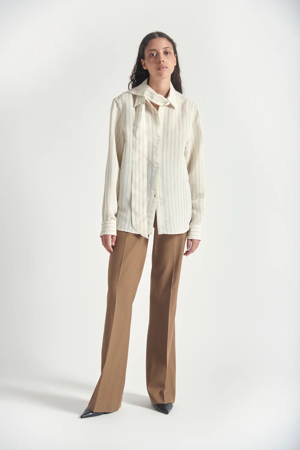 Camicia Carmeline gessata burro con collo annodato - YES SHOPCamicieGRIFONIG1AC0013-IT 341349488567871