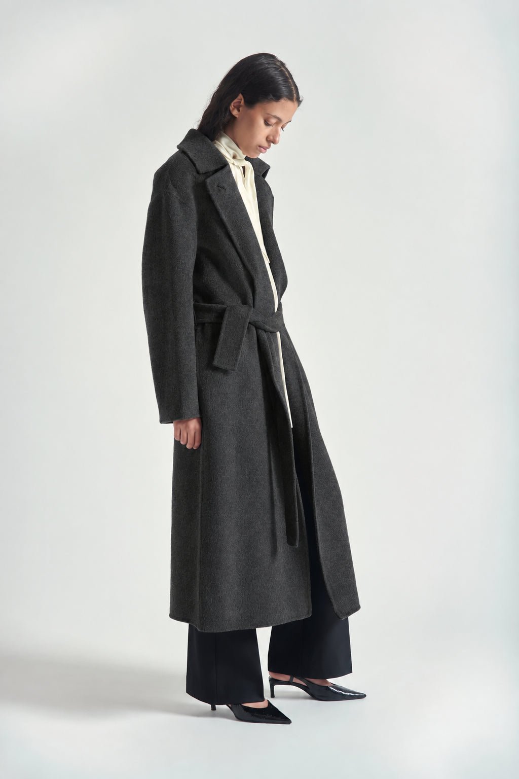 Cappotto vestaglia Coralia antracite con spilla gioiello - YES SHOPCappottiGRIFONIG1AC0027-IT 38/407870700160971