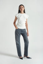 Maxi top Tamaya bianco giro manica con arriccio sul retro - YES SHOPTopGRIFONIG1AC0082-IT 38/407670700160971