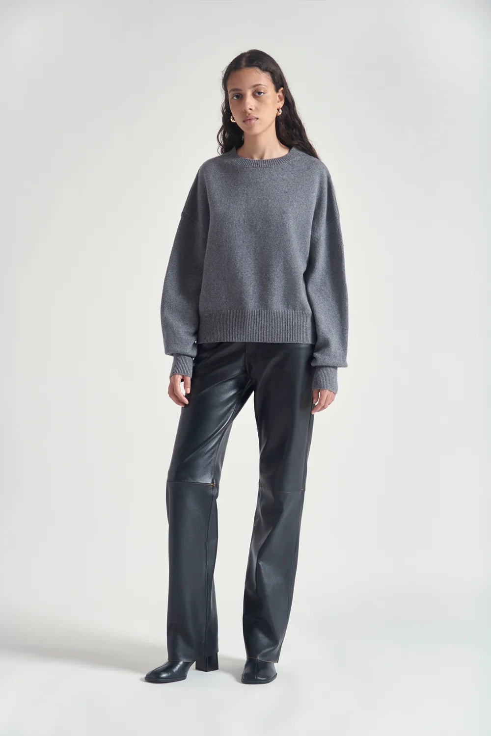 Maglioncino girocollo grigio con toppe in pelle - YES SHOPMaglioniGRIFONIG3AC0020-XXS1439488567871