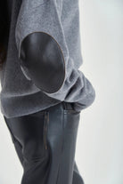 Maglioncino girocollo grigio con toppe in pelle - YES SHOPMaglioniGRIFONIG3AC0020-XXS1439488567871